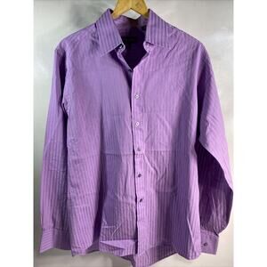Sean John Tailoring Purple Stripe Pattern Button Shirt Men's Large 42-44" Chest